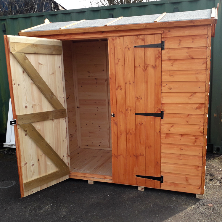 Bike shed with one door open